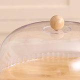 Wooden Cake Stand Cheese Bread Pastries with Dustproof Dome Cake Holder Tray Large