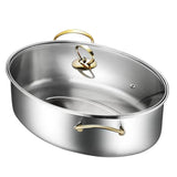 Maxbell Stainless Steel Fish Steamer Oval Cookware for Cornbread Vegetables Potatoes