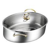 Maxbell Stainless Steel Fish Steamer Oval Cookware for Cornbread Vegetables Potatoes