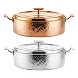 Maxbell Hammered Copper Hot Pot Stew Pot Easy Carrying for Caterers Picnic Household Gold S