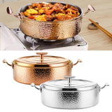 Maxbell Hammered Copper Hot Pot Stew Pot Easy Carrying for Caterers Picnic Household Gold S