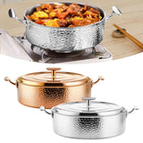 Maxbell Hammered Copper Hot Pot Stew Pot Easy Carrying for Caterers Picnic Household Gold S