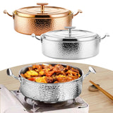 Maxbell Hammered Copper Hot Pot Stew Pot Easy Carrying for Caterers Picnic Household Gold S