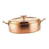 Maxbell Hammered Copper Hot Pot Stew Pot Easy Carrying for Caterers Picnic Household Gold S