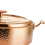 Maxbell Hammered Copper Hot Pot Stew Pot Easy Carrying for Caterers Picnic Household Gold S