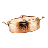 Maxbell Hammered Copper Hot Pot Stew Pot Easy Carrying for Caterers Picnic Household Gold M