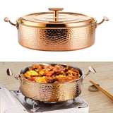 Maxbell Hammered Copper Hot Pot Stew Pot Easy Carrying for Caterers Picnic Household Gold M