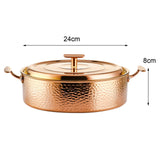 Maxbell Hammered Copper Hot Pot Stew Pot Easy Carrying for Caterers Picnic Household Gold M