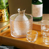 Maxbell Glass Sake Set Creative Multipurpose Hammered Texture Decanter for Bar Shelf gold edge