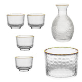 Maxbell Glass Sake Set Creative Multipurpose Hammered Texture Decanter for Bar Shelf gold edge