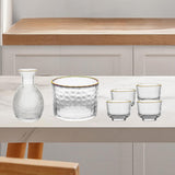 Maxbell Glass Sake Set Creative Multipurpose Hammered Texture Decanter for Bar Shelf gold edge