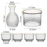 Maxbell Glass Sake Set Creative Multipurpose Hammered Texture Decanter for Bar Shelf gold edge