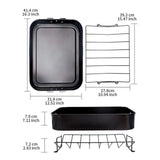 Maxbell Rectangular Roaster with Rack Bakeware Dish for Chicken Meat Roasting Turkey