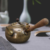Maxbell Side Pot for Tea Making Coffee Single Handled Pot for Living Room Home Bronze