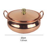 Maxbell Pure Copper Pot Binaural Pot Cooking Pot with Cover Stew Pan Copper Cookware 20cm