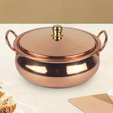 Maxbell Pure Copper Pot Binaural Pot Cooking Pot with Cover Stew Pan Copper Cookware 20cm