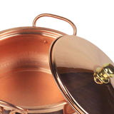 Maxbell Pure Copper Pot Binaural Pot Cooking Pot with Cover Stew Pan Copper Cookware 24cm