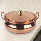 Maxbell Pure Copper Pot Binaural Pot Cooking Pot with Cover Stew Pan Copper Cookware 24cm