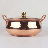 Maxbell Pure Copper Pot Binaural Pot Cooking Pot with Cover Stew Pan Copper Cookware 24cm