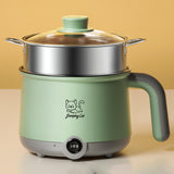 Maxbell Electric Hot Pot with Steamer Hotpot Ramen Cooker for Fried Rice Ramen Grey Green