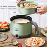 Maxbell Electric Hot Pot with Steamer Hotpot Ramen Cooker for Fried Rice Ramen Grey Green