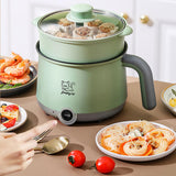 Maxbell Electric Hot Pot with Steamer Hotpot Ramen Cooker for Fried Rice Ramen Grey Green