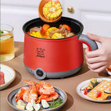Maxbell Electric Hot Pot with Steamer Hotpot Ramen Cooker for Fried Rice Ramen Grey Red