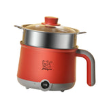 Maxbell Electric Hot Pot with Steamer Hotpot Ramen Cooker for Fried Rice Ramen Grey Red