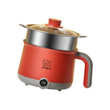 Maxbell Electric Hot Pot with Steamer Hotpot Ramen Cooker for Fried Rice Ramen Grey Red