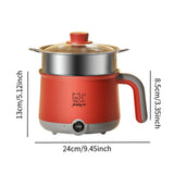 Maxbell Electric Hot Pot with Steamer Hotpot Ramen Cooker for Fried Rice Ramen Grey Red