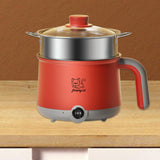Maxbell Electric Hot Pot with Steamer Hotpot Ramen Cooker for Fried Rice Ramen Grey Red