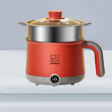 Maxbell Electric Hot Pot with Steamer Hotpot Ramen Cooker for Fried Rice Ramen Grey Red