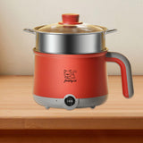 Maxbell Electric Hot Pot with Steamer Hotpot Ramen Cooker for Fried Rice Ramen Grey Red