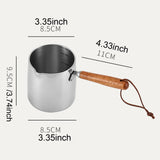 Maxbell Hot Oil Pan 450ml Practical Skillet Pot for All Stovetops Camping Restaurant wood handle