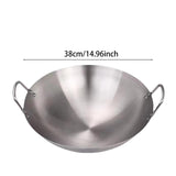 Maxbell Stainless Steel Wok Lightweight Frying Pan for Deep Frying Vegetables Frying 38cm