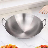 Maxbell Stainless Steel Wok Lightweight Frying Pan for Deep Frying Vegetables Frying 38cm