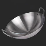 Maxbell Stainless Steel Wok Lightweight Frying Pan for Deep Frying Vegetables Frying 38cm