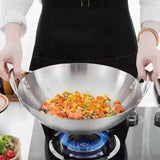 Maxbell Stainless Steel Wok Lightweight Frying Pan for Deep Frying Vegetables Frying 38cm