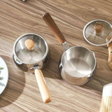 Maxbell Stainless Steel Milk Pot with Clear Lid Pasta Pot Soup Pot for Hotel Kitchen wood