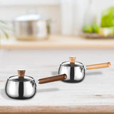 Maxbell Stainless Steel Milk Pot with Clear Lid Pasta Pot Soup Pot for Hotel Kitchen wood