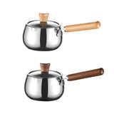 Maxbell Stainless Steel Milk Pot with Clear Lid Pasta Pot Soup Pot for Hotel Kitchen wood