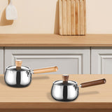 Maxbell Stainless Steel Milk Pot with Clear Lid Pasta Pot Soup Pot for Hotel Kitchen wood