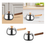 Maxbell Stainless Steel Milk Pot with Clear Lid Pasta Pot Soup Pot for Hotel Kitchen wood