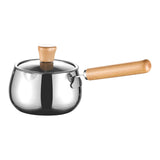 Maxbell Stainless Steel Milk Pot with Clear Lid Pasta Pot Soup Pot for Hotel Kitchen wood