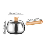 Maxbell Stainless Steel Milk Pot with Clear Lid Pasta Pot Soup Pot for Hotel Kitchen wood