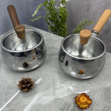 Maxbell Stainless Steel Milk Pot with Clear Lid Pasta Pot Soup Pot for Hotel Kitchen wood