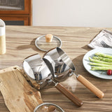 Maxbell Stainless Steel Milk Pot with Clear Lid Pasta Pot Soup Pot for Hotel Kitchen wood