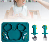 Maxbell Baby Plate Easy to Clean with Fork Spoon Training Feeding Divided Plate Dish E