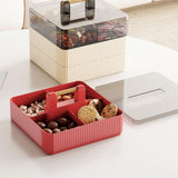Maxbell Divided Serving Tray with Lid Dustproof for Chinese New Year Wedding Kitchen red and 1 layer