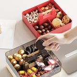 Maxbell Divided Serving Tray with Lid Dustproof for Chinese New Year Wedding Kitchen red and 1 layer